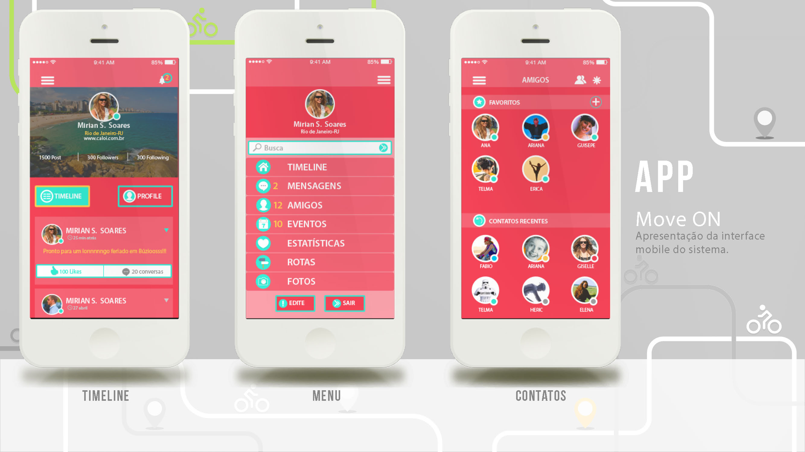 app moveon: contatos